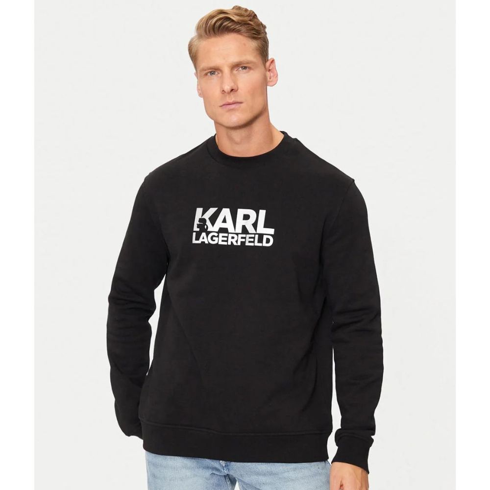 KARL LAGERFELD STACK-LOGO BLACK MEN SWEATSHIRT 